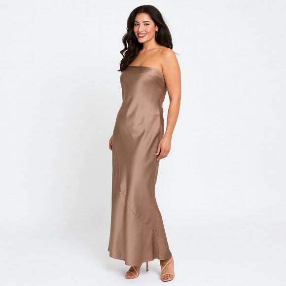 NWOT Show Me Your Mumu Large Taylor Tube Maxi Dress Dune Luxe Satin - Picture 1 of 16